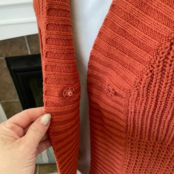 Dress Barn XL burnt orange sweater, one snap in front, bell sleeves. - Picture 2 of 8